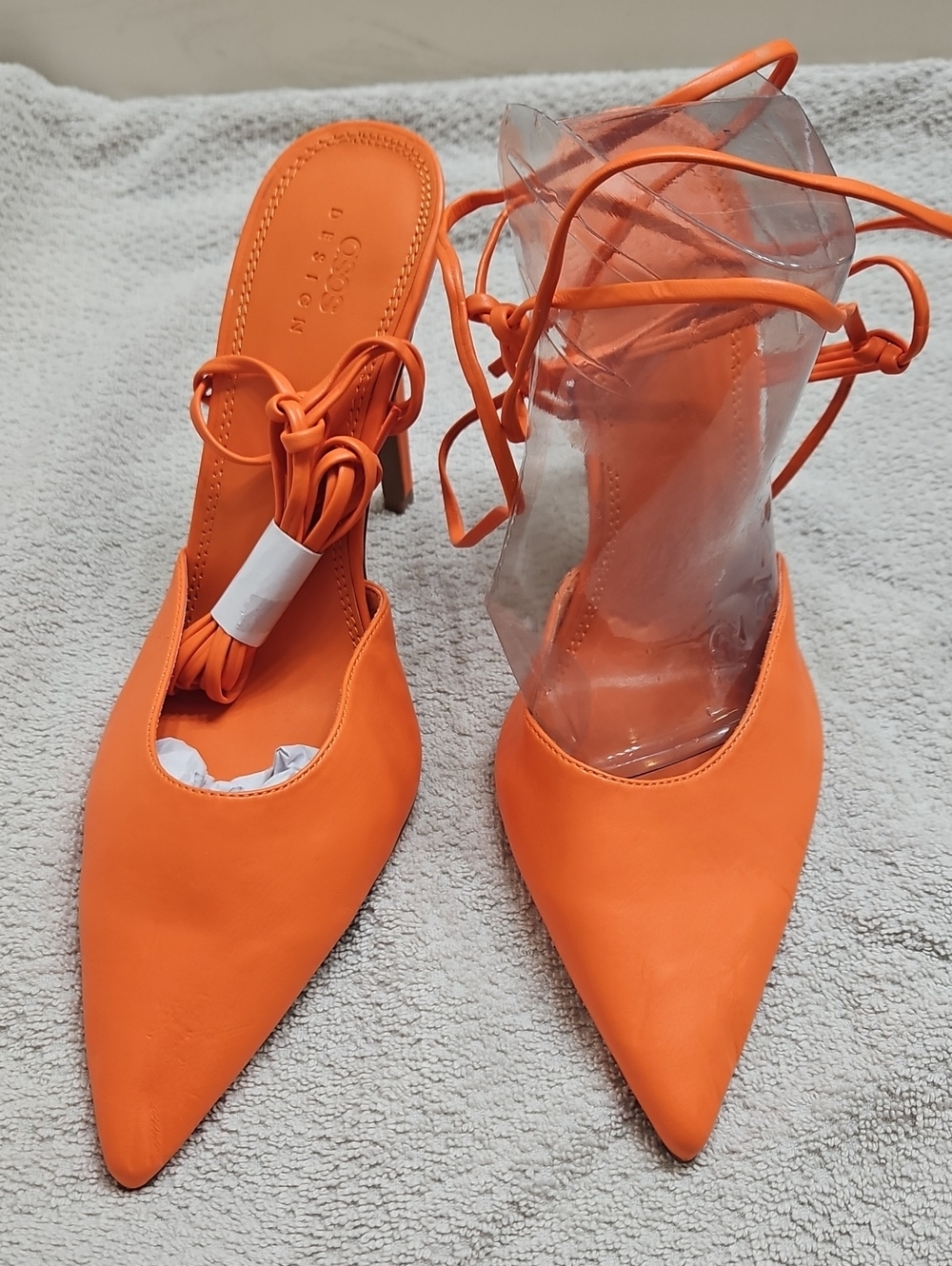 Asos Orange Lace-Up Pointed-Toe Heels